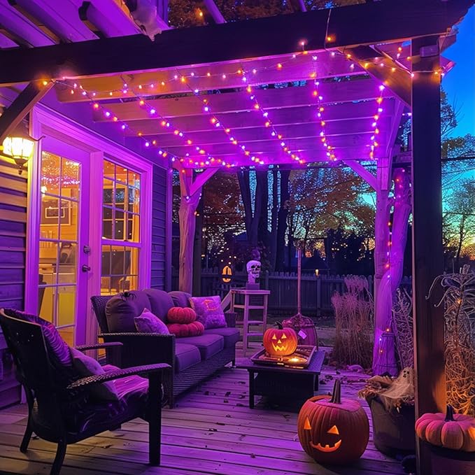 JMEXSUSS 400LED Orange and Purple Halloween Lights Indoor Outdoor Waterproof, 132ft 8 Modes String Lights Plug in | Lumora