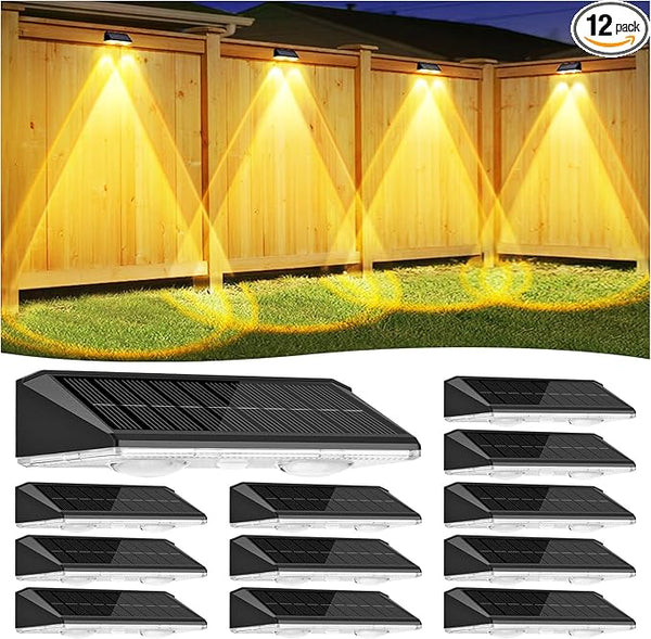 Solar Fence Lights Outdoor 12 Pack, IP65 Waterproof Fence Lights Solar Powered, 3 Modes(Warm/Neutral/Cool White) | Lumora