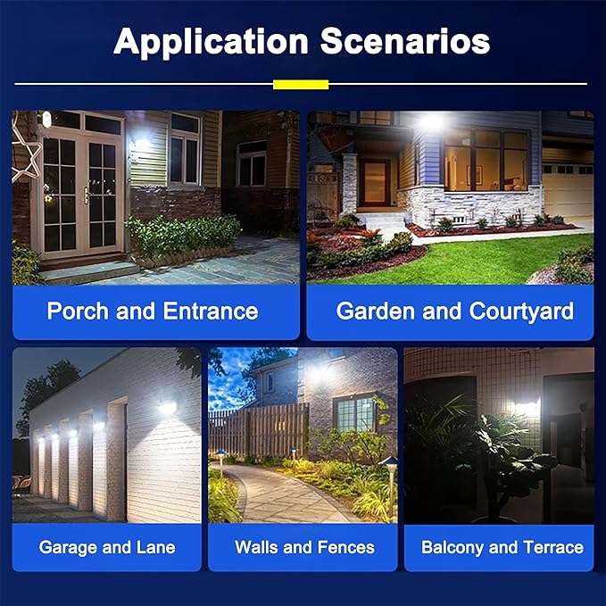 (2 Pack) Solar Wall Lights Outdoor, 202PCS LED White,Cordless,Waterproof IP65,0.55W PV Panel,Automatic Lighting | Lumora