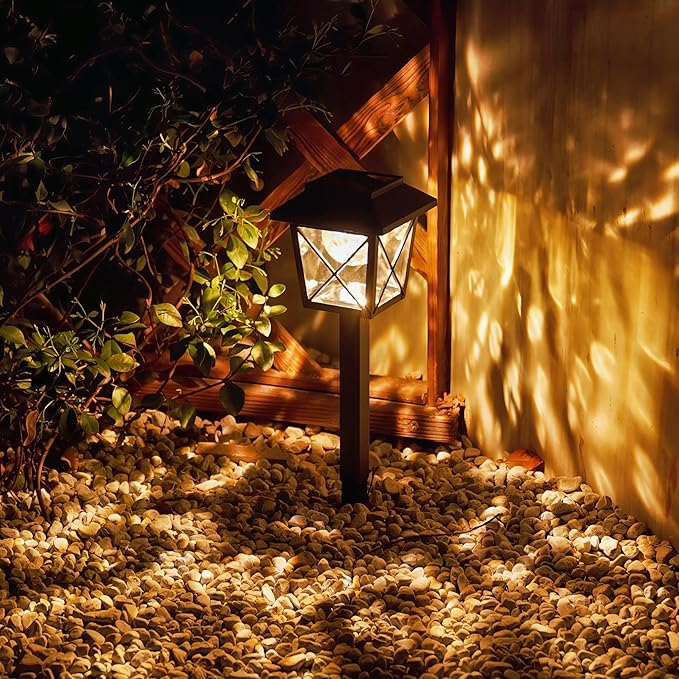 EXCMARK 6 Pack Large Rotating Solar Lights Outdoor Waterproof 2 Modes Twinkling Decorative Lights for Garden Yard Pathway Walkway Decorations Landscape Lighting. (Set of 6)