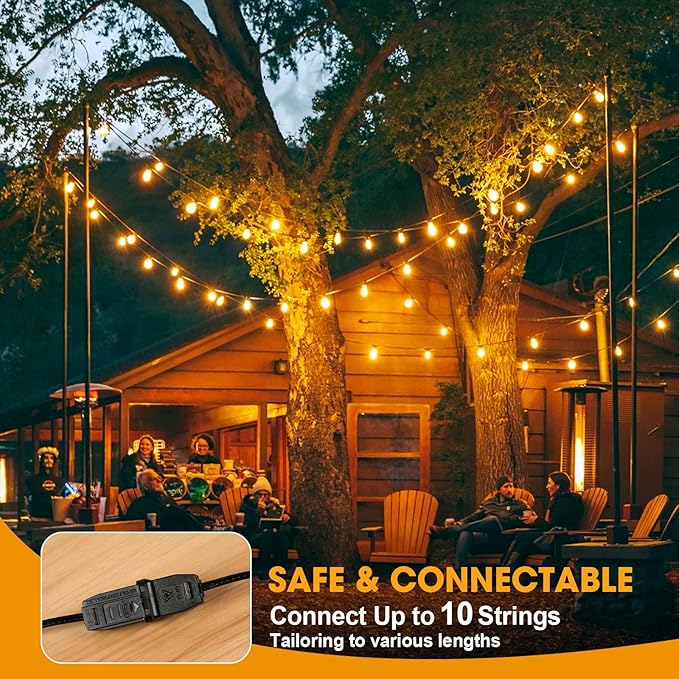 100FT LED Outdoor String Lights, Commercial Grade Patio Lights with 30+2 Shatterproof S14 Edison Vintage Bulb for | Lumora
