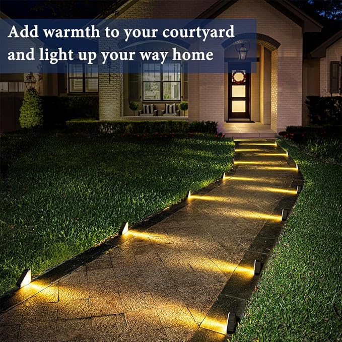 Solar Stair Lights 12 Pack, Solar Step Light for Outdoor Stairs Waterproof for Rain & Snow, Warm White (3000K) LED Lights for Patio, Garden, Porch, Deck, Front Step & Staircase