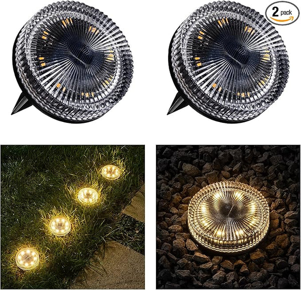 Glass Solar Ground Lights with Ray Style, Modular-Design Waterproof In-Ground Light for Patio Pathway Lawn Yard | Lumora