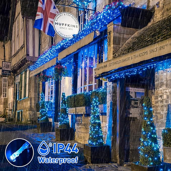 JMEXSUSS 150 LED Blue Christmas Lights Indoor Outdoor, Connectable 59 ft String Lights Plug in, 8 Modes Blue Twinkle Fairy Lights for Bedroom Patio Party Tree Christmas Decorations (Pack of 2)