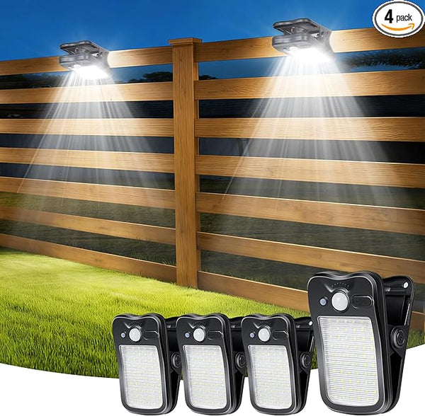 Clip on Solar Lights for Fence, 3 Modes Solar Motion Lights Outdoor Waterproof, 60LEDs 500LM Portable Security | Lumora