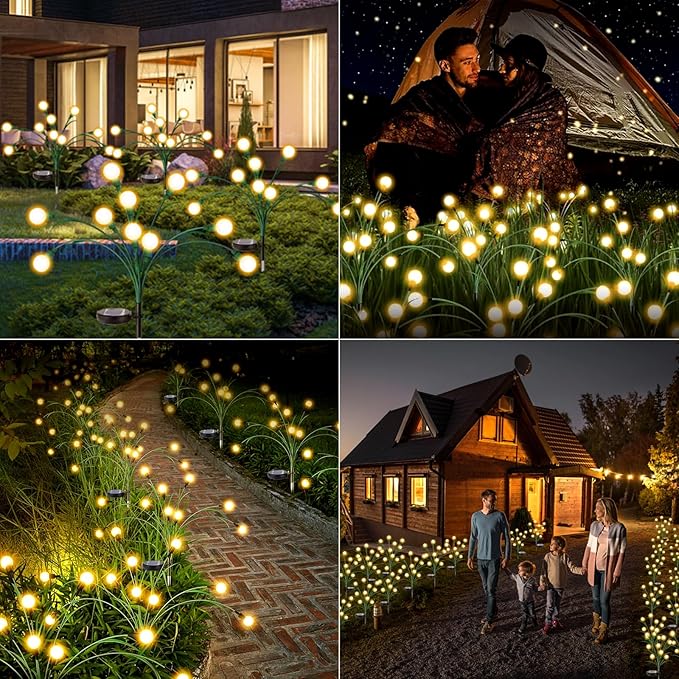 2 Pack Solar Garden Lights, 20 LEDs Solar Lights Outdoor, Solar Swaying Firefly Lights, Garden Solar Lights, Solar Firefly Lights Outdoor Waterproof for Yard Patio Pathway Decoration