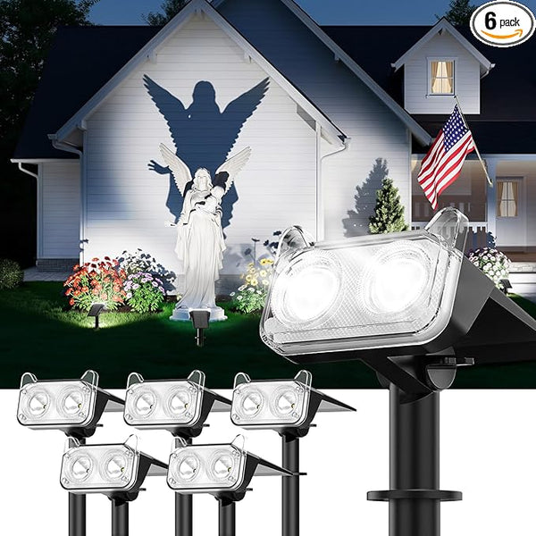 LETMY New Upgrade Solar Spot Lights Outdoor Waterproof with Bigger LED, 6 Pack Auto ON/Off Solar Lights Outdoor | Lumora