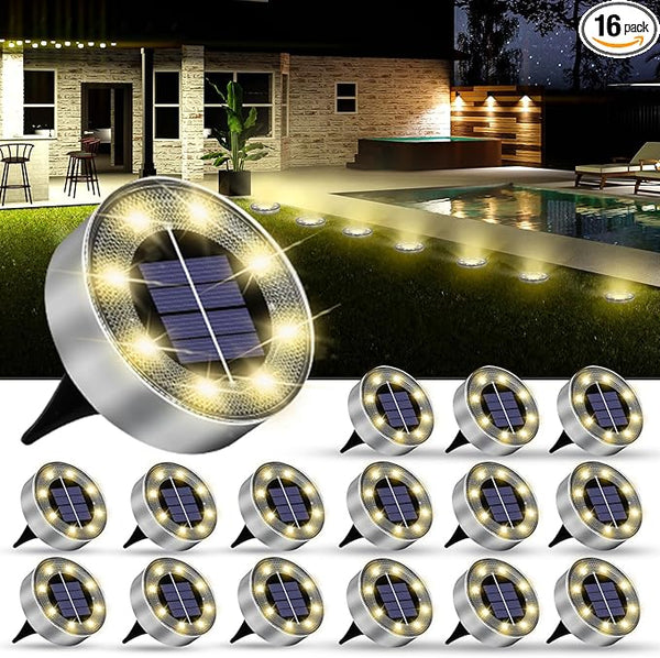 Solar Lights Outdoor 16 Pack, Solar Garden Outdoor Waterproof Pathway Lights Bright In-Ground Lighting Decor for | Lumora