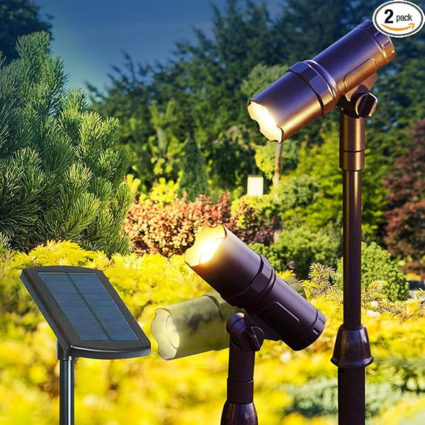 Outdoor Solar Spotlight, 2 Pack with 15" Panel - Waterproof LED, Easy to Install, Adjustable Height Outdoor Solar | Lumora