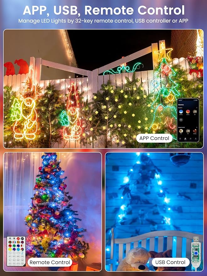 Smart Color Changing Easter Lights Outdoor Indoor, 33FT 66LED App Control RGB Globe Pastel String Light with Remote & Timer, Music Sync Twinkle Fairy Light for Girl's Bedroom Easter Decorations