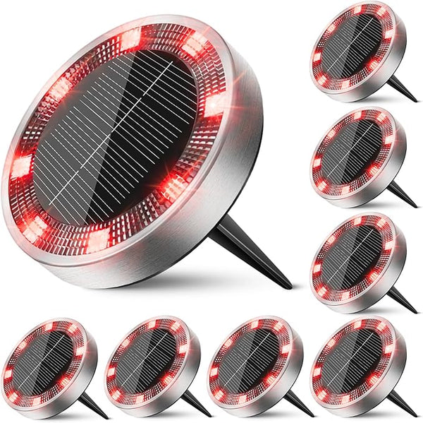 Peasur Mini Solar Ground Lights Outdoor, 8 Pack Flat Solar Powered Disc Lights, IP68 Waterproof, Anti-Rust | Lumora