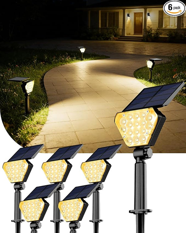 T-SUN Solar Lights Outdoor Waterproof IP65, 6Pack LED Solar Spot Lights Color Changing IP65 Waterproof Smart Auto | Lumora