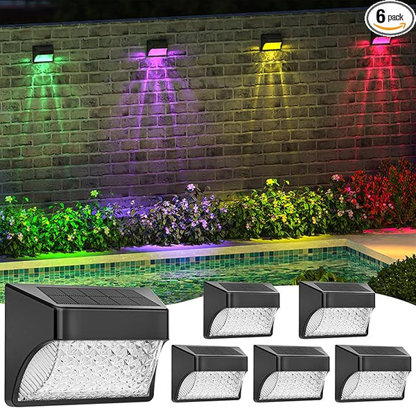 Solar Powered Fence Deck Lights Outdoor Waterproof Led IP65 RGB Color Changing/Warm White Auto On/Off Solar Step | Lumora