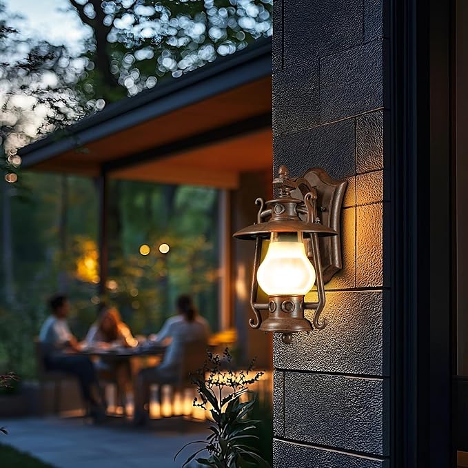 GZBtech Small Rustic Lantern Wall Sconce Outdoor & Indoor, Waterproof Vintage Oil Rubbed Bronze Wall Lamp with Frosted Shade, Wall Mounted Lighting Fixture for Garage Front Door, UL Listed