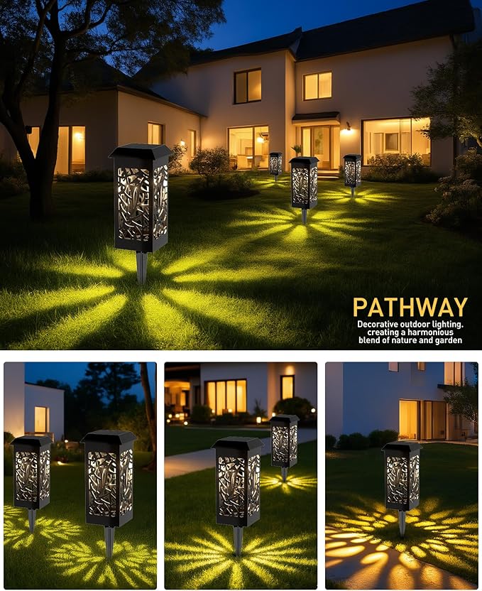 SZOKLED Solar Lights Outdoor 4 Pack, Waterproof Auto On/Off, RGB Solar Pathway Lights for Your Garden, Landscape, Path, Yard, Patio, Driveway,Walkway Decor