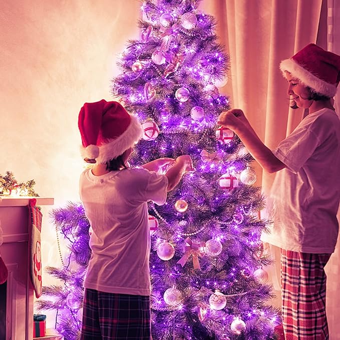 105FT 300LEDs Christmas Lights Outdoor Indoor 8 Modes for Christmas Tree Party Decoration, 100% UL Listed (Purple | Lumora
