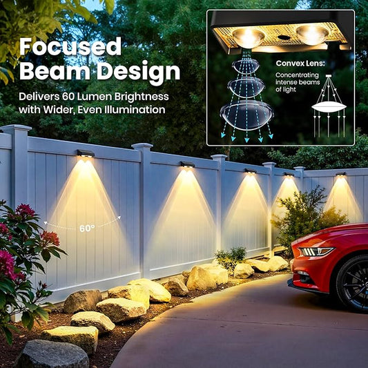 Solar Fence Lights Outdoor,50 LM 11 Modes & 9 Colors Solar Lights with Brighter LED Focus Lens Waterproof IP65 for Wall Backyard Deck Patio Porch Step Railings Pool Decor(20 Pack)