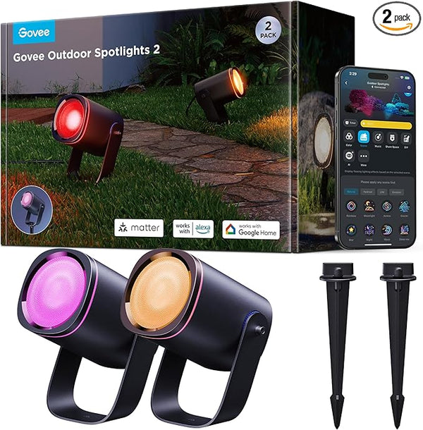 Govee Outdoor Spot Lights 2, IP67 Waterproof Spotlights, Landscape Lights Work with Matter, Alexa, and Google | Lumora