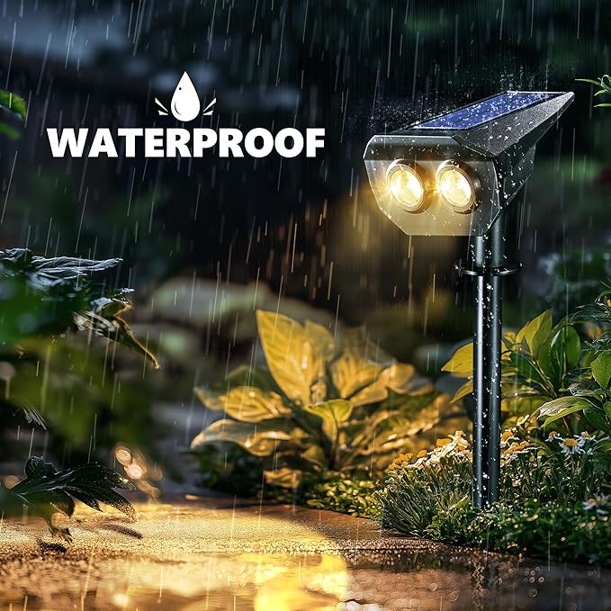 Flacchi Solar Lights Outdoor Waterproof - 2 Lighting Modes Solar Powered Garden Yard Spot Lights for Outside | Lumora