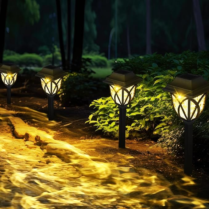 Hortsun 20 Pack Solar Pathway Lights Outdoor Landscape Waterproof Garden LED Lights for Yard Patio Lawn Pathway House Shape Decorative Warm White(Modern)