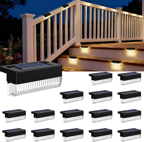 Solar Deck Lights Outdoor 16 Packs, Solar Powered LED Step Lights Waterproof Outdoor for Deck, Step, Fence, Wall | Lumora