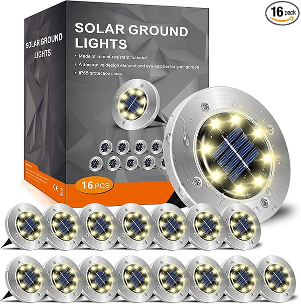 INCX Solar Lights Outdoor Waterproof,16 Pack Solor Ground Light for Outside, Solar Garden Lights Landscape Lighting | Lumora