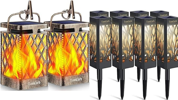 TomCare Solar Lights Outdoor Flickering Flame Solar Lantern with Upgraded Bright Solar Pathway Lights | Lumora