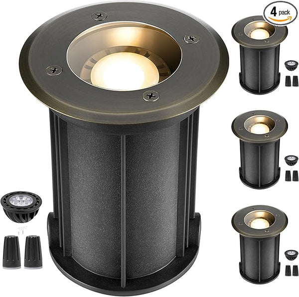 Gardenreet LED Well Lights Outdoor - Brass Electric All Weather Outdoor Inground Lighting, 12V Low Voltage LED | Lumora