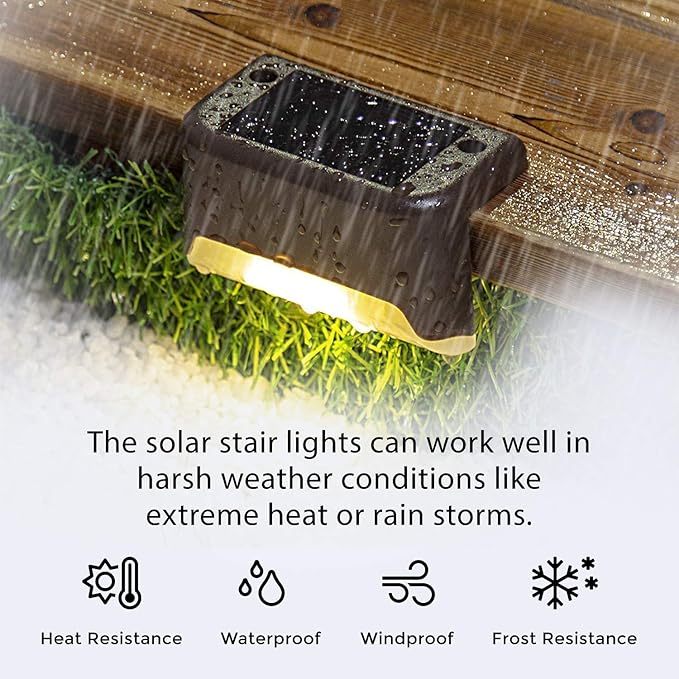 Solar Step Lights by Boundery - Premium LED Solar Waterproof Deck Decor & Fence Lights - Solar Powered Outdoor Lights for Deck, Dock, Steps, Porch, Pathways, Stairs, Railings - (4 Pack)
