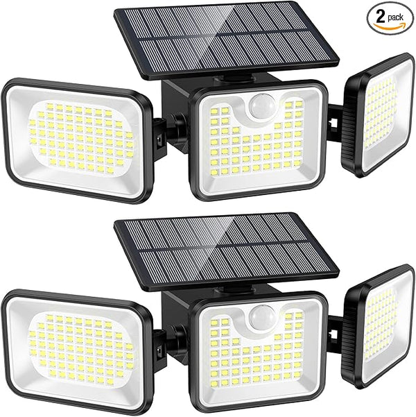 2 Pack 180 LED Solar Flood Light Outdoor,Motion Sensor Outdoor Lights,IP65 Waterproof,3 Adjustable Heads Outdoor | Lumora