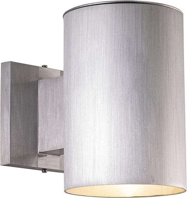 VAXCEL Chiasso Modern Outdoor Porch Light, 5" W x 7.25" H Silver Cylinder Wall Sconce, Waterproof Dark Sky Wall | Lumora
