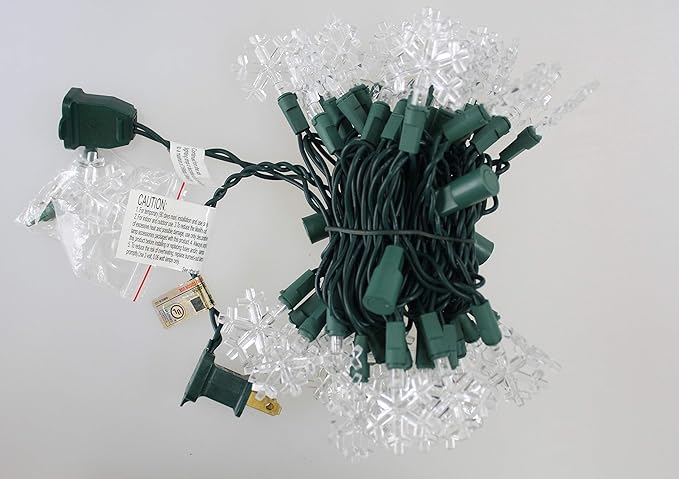 LAMPHOME 12.8ft 50 LED Snowflake String Light for Christmas,Party,Home,Patio Lawn,Garden,Cool White
