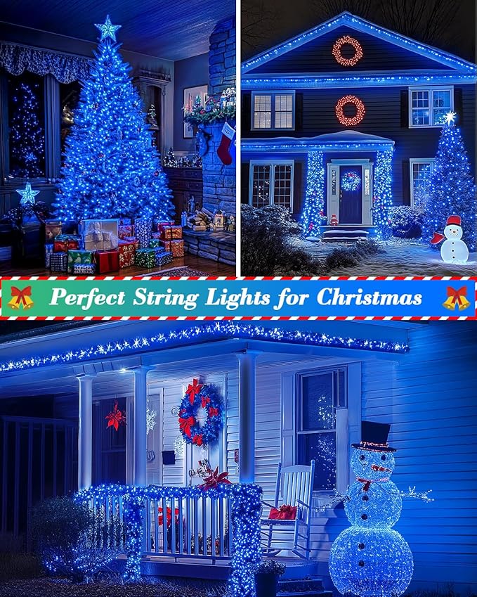 125FT 380LED Blue Christmas Lights, Extra Long Outdoor String Lights Waterproof, Timer & Memory, 8 Modes Dimmable | Lumora