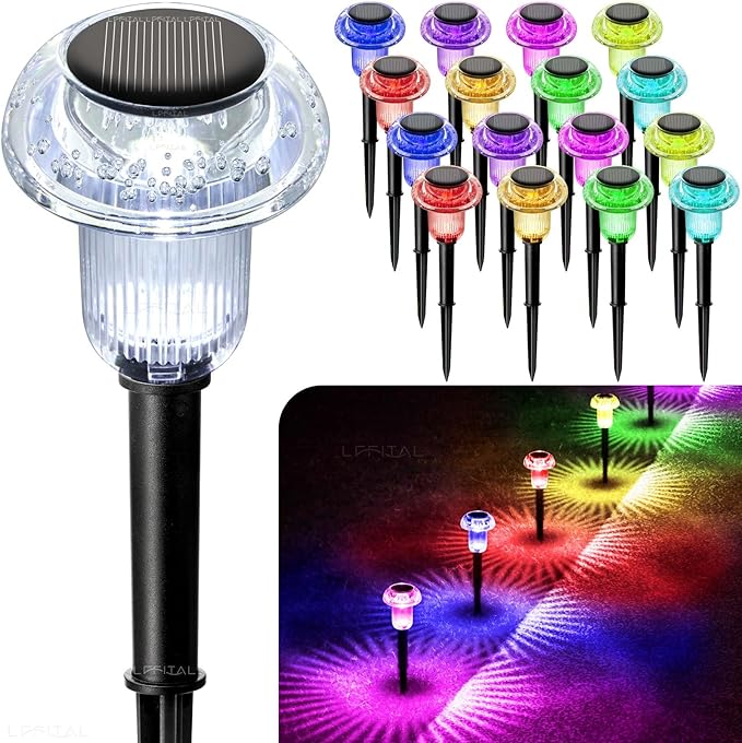 16 Pack Solar Lights Outdoor Waterproof Pathway Lights Solar Powered LED Mushroom Garden Lighting Stake for Outside | Lumora