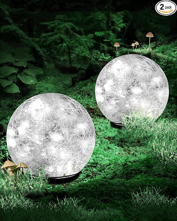 Coroor Garden Solar Ball Lights Outdoor Waterproof, 80 LED Cracked Glass Globe Ground Lights for Path Yard Patio | Lumora