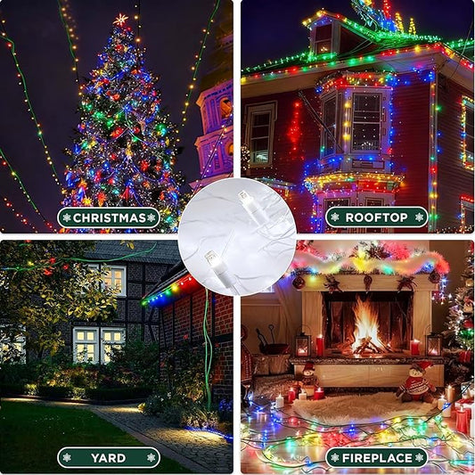 Christmas String Lights (Multicolor -Breathing, 33.3FT), Mini LED String Lights, Waterproof Fairy Lights for Outdoor Indoor Holiday Party Patios Wedding Valentines Day Halloween Xmas Decor