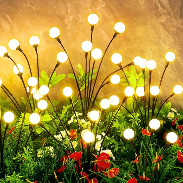 Solar Lights Outdoor Waterproof 4 Pack of 32 LEDs Garden Patio Firefly Decoration Unique Gifts Women Grandparents | Lumora