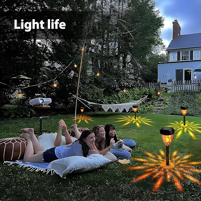 Mini Solar Pathway Lights 4 Pack,Outdoor Solar Yard Flickering Lights,IP65 Waterproof LED Lawn Light,Weatherproof Garden Lantern for Patio Path Backyard Walkway Sidewalk Driveway Decor on Christmas