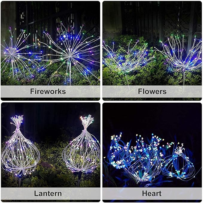 Outdoor Solar Garden Lights,Firework Lights 4 Pack Waterproof Decorative Pathway Lights,120Led Firefly Lights Solar | Lumora