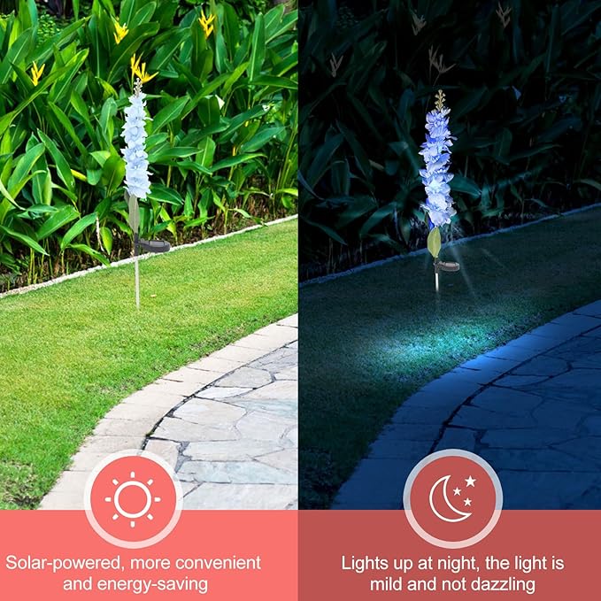 UPKOCH Solar Lawn Lamp LED Violet Solar Garden Stake Light 75cm Waterproof Yard Landscape Path Lighting for Outdoor Decoration Random Color