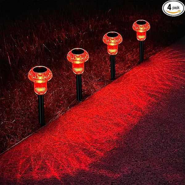 Easter Solar Pathway Lights Outdoor Decorative 4 Pack, Red LED Mushroom Solar Lights Outdoor Waterproof Solar | Lumora