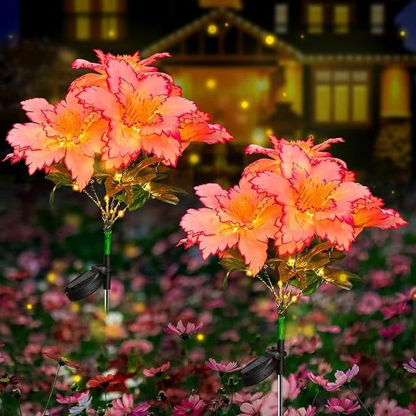 Neporal Solar Flowers Outdoor Waterproof Rhododendron,Garden Solar Lights Decorative 4PK 7-Stem, 2 Decor Lighting | Lumora