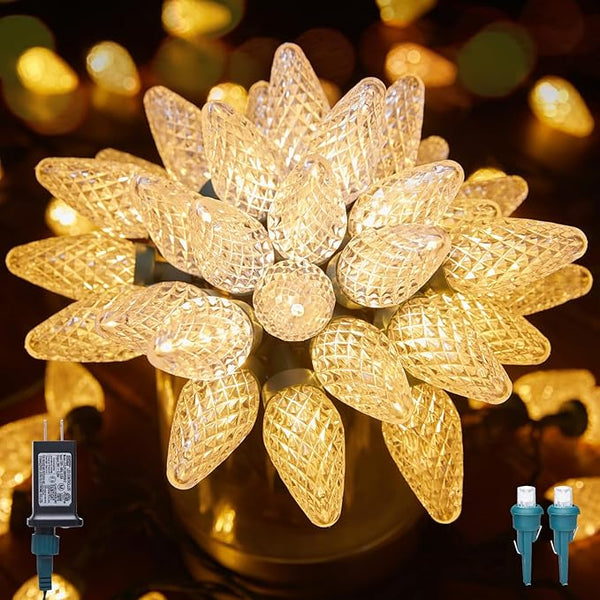 C9 LED Christmas Lights Outdoor, 81 Feet 100 LED String Lights With Timer & 8 Lighting Mode, Waterproof Commercial | Lumora