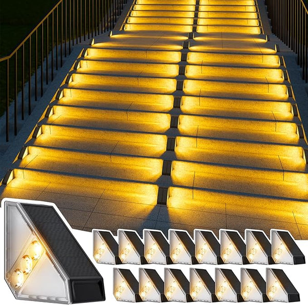 JSOT Solar Step Stair Lights Outdoor Waterproof for Yard Lighting Decor, 16 Pack Solar Powered Deck Fence Lights | Lumora