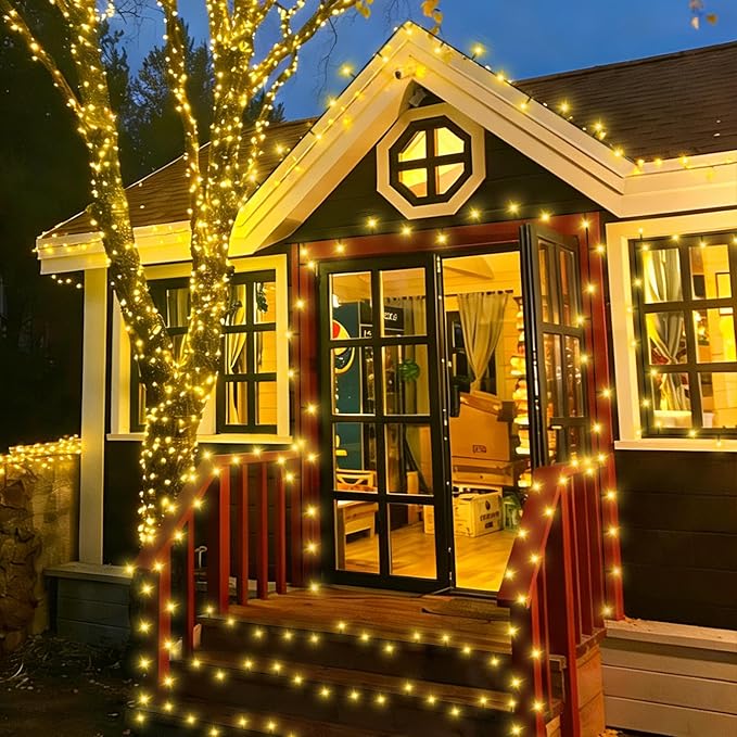 QITONG 2 Pack Solar Christmas Lights Warm White, Each 66ft 200 LED Solar String Lights Outdoor Waterproof, 8 Modes | Lumora
