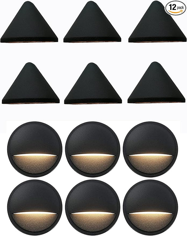 GKOLED Low Voltage Deck Lights Pack, 6pcs Round Deck Lights with 6pcs Cone Deck Lights | Lumora