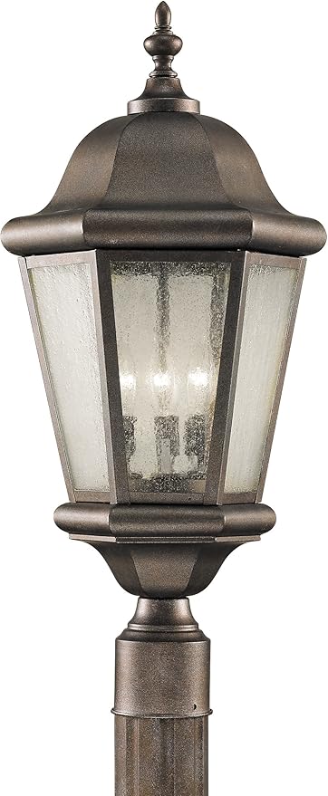 Sea Gull Lighting OL5907BK Martinsville Three Light Outdoor Post Lantern Outside Fixture, Black | Lumora