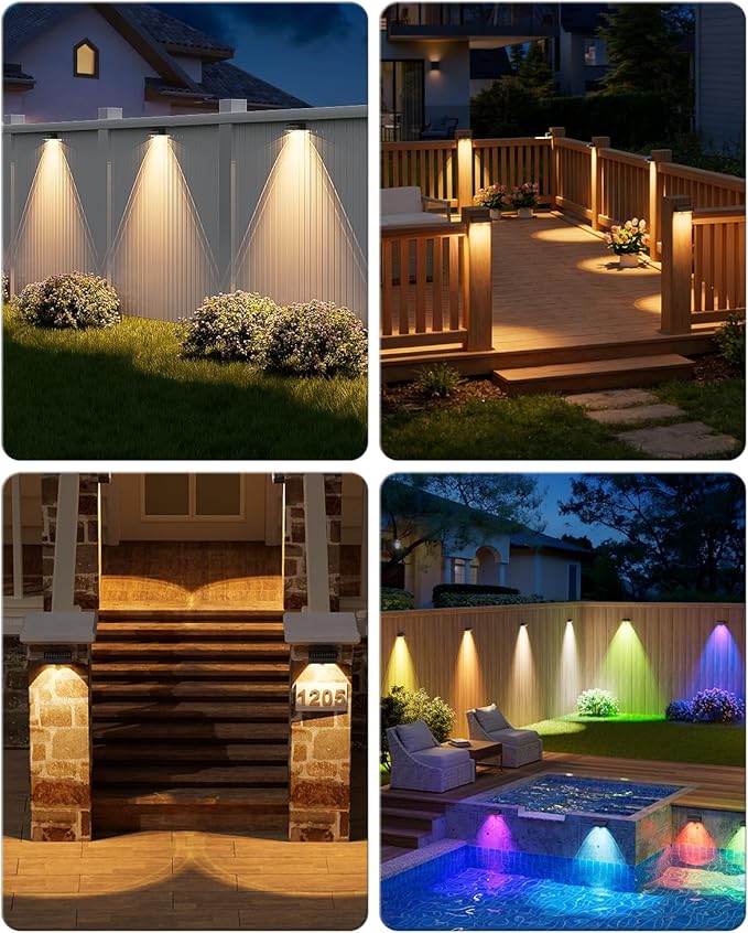VOLISUN Solar Fence Lights with Remote Control, 50 Lumen LED Fence Lights Solar Powered, IP65 - Outdoor Path Light | Lumora
