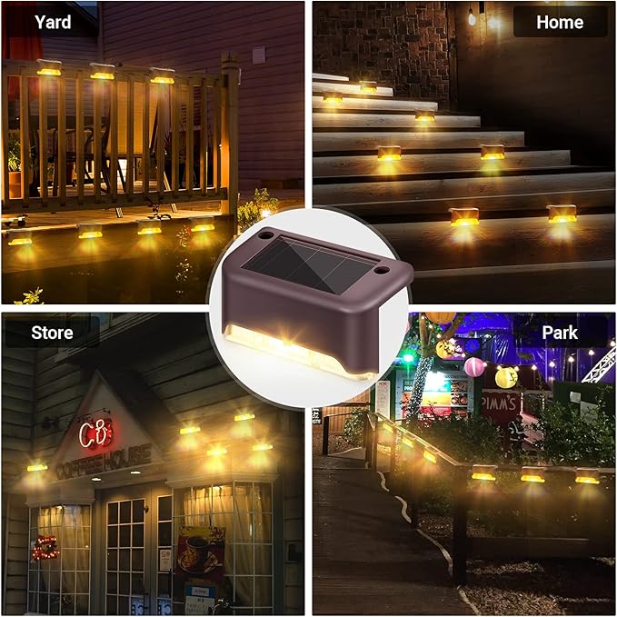 Outus LED Solar Deck Lights Waterproof LED Solar Step Lights Powered Stair Lights for Outdoor Fence Yard Patio Walkway and Pathway