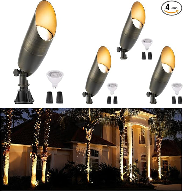 Gardenreet All Brass Landscape Lighting - LED Low Voltage Spotlights Outdoor, 12V Wired Uplights, Spot Lights | Lumora